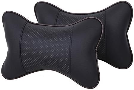 DIDEMI 2PCS Car Neck Pillow (Soft Version) Lovely Breathe Car Auto Head Neck Rest Cushion Headrest Pillow Pad (black)