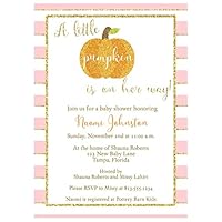 Pumpkin Baby Shower Invitation Autumn Sparkling Fall Sprinkle Invite Pink Gold Orange Harvest Girls It