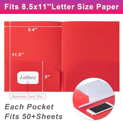 Aegero Plastic Folders with Pockets (7 Pack, Assorted Colors), Durable Heavy Duty File Folders with Business Card Slot, 2-Pocket Folder for Schoolwork & Office,Letter Size…
