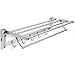 REIDEA 23 Inch Towel Racks for Bathroom, Foldable Wall Mounted Towel Storage Shelf with Hook, Brushed Nickel SUS 304 Stainless Steel Adjustable Towel Holder with Towel Bar, Silver