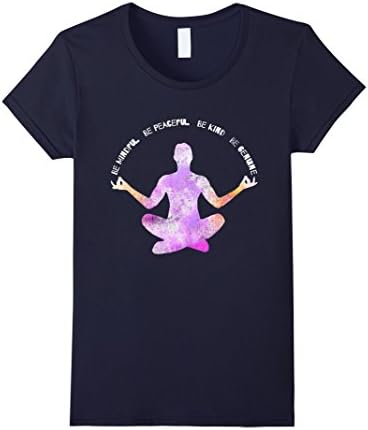 Womens Mindful Tshirt - For Yoga, Mindfulness, Peace, and Kindness Small Navy