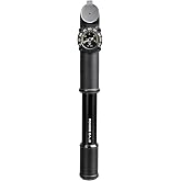 Topeak Roadie DA G Mini Bike Pump with Gauge &ndash; Dual-Action High-Pressure, 120 psi / 8 bar, Alloy Barrel, Analog Gauge, Compact 8.6&rdquo; Design with Mounting Bracket for Road Riders