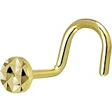 Solid 14k Yellow Gold Textured Disc Nose Ring 20 Gauge