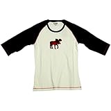 Lazy One Women's Moose Plaid Applique Raglan Tee