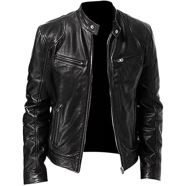 Men's Genuine Leather Jacket – 100% Real Leather, Zipper Pockets