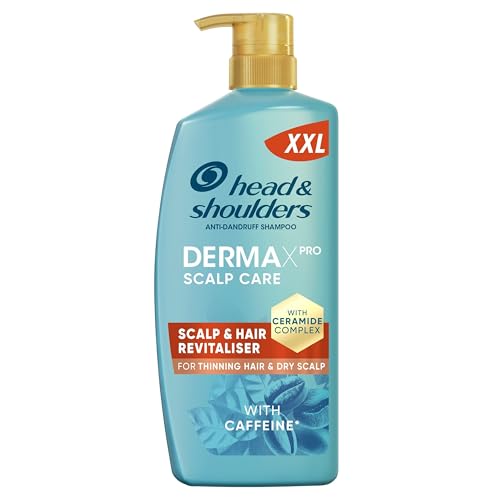 DermaXPro Revitaliser Anti-Schuppen Shampoo 800ml mit Koffein und Ceramid-Komplex. Befeuchtet trockene Kopfhaut und dünner werdendes Haar und hilft, die Hautbarriere zu stärken