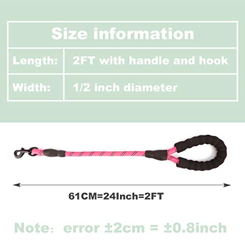 voopet 2 Feet Nylon Dog Leash, Strong Leash with Highly Reflective Threads for Medium Large Heavy Duty Dog Leads, Easy Control with Short Dog Leash for Climbing Training Walking and Guiding Blind - Thumbnail 6