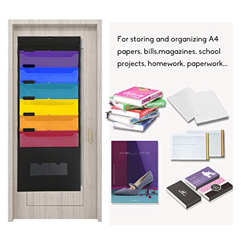 Wall Hanging File Folder Organizer for Teacher Kid Classroom Office Home, UBAYMAX Cascading Wall File Organizer 6 Pockets, Letter Size Foldable Vertical Filing Folders for Assignments, Files, Papers