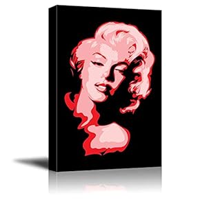 Canvas Prints Wall Art - Artistic Portrait of Marylin Monroe in Red Color | Pop Art Modern Wall Decor/Home Decoration Stretched Gallery Canvas Wrap Giclee Print & Ready to Hang - 12" x 18"