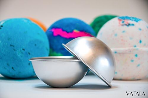 Metal DIY Bath Bomb Mold - 2 Set 4 Pieces, Make 2 x 6.5 cm/2.56 inch Diameter Bath Bombs By Vatala, Free Ebook included