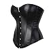 Kranchungel Women's Punk Rock Faux Leather Corset Retro Goth Waist Cincher Basque Bustier Large Black