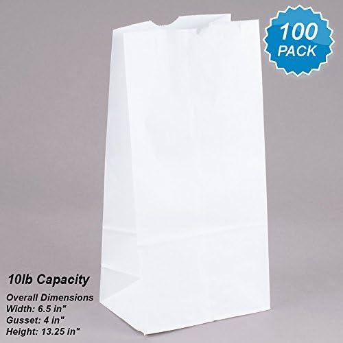 White Paper 10 lb Bags Great for Sandwiches, Food To-Go, School Lunches, Arts and Crafts 100 pack