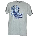 MLB Majestic Authentic Plaid New York Yankees Mens Tshirt Gray Tee Shirt Bat Boy