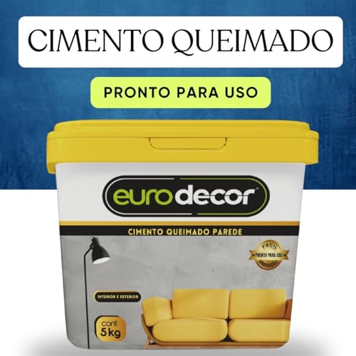 Cimento Queimado 5KG Euro decor para Parede e Piso | Revestimento Decorativo com Efeito Cimento Queimado, Acabamento Moderno e Alta Durabilidade (Crômio, 5KG)