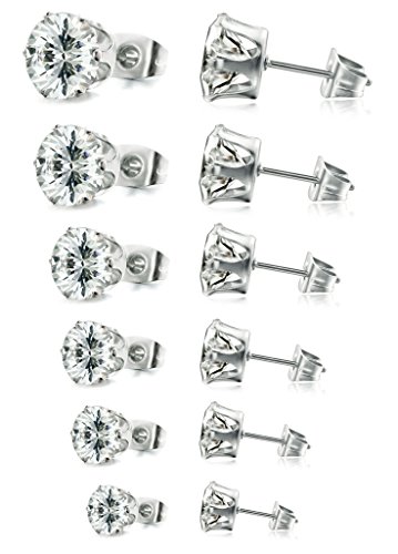 Fibo steel stainless steel womens stud earrings cubic z…