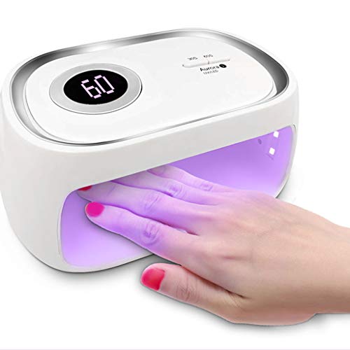 LED Nail Lamp Dryer for Gel Polish, 48W Gel Nail Lamps with Dual Light Source LEDs Nail Light Fingernail Polish Art Professional (White B)