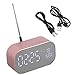 WINOMO Bluetooth Speaker Alarm Clock Radio Wireless Subwoofer Creative Large Mirror Screen Display of Temperature Bedside Alarm Sound Box for Bedroom(Rose Gold)
