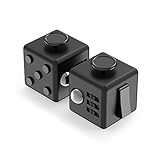 Maxboost Fidget Cube 6 Sides Prime Relieves Stress Ball [2-Pack, Black] Anti-anxiety /Depression Cube Toy for Children, Students, and Adults - Great for Work, Class and Home Easy Carrying