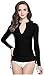 ilishop Women's UV Sun Protection Long-Sleeve Rash Guards Black M-US6