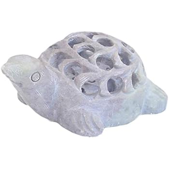 Etroves 1.6 inch hand craved soapstone lucky turtle in turtle figurine beautiful sculptured lactic jaali work from a single block of stone