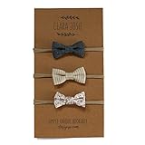 3 Pack Classic Girl Bows on Nylon Headband (Small) (CTP)
