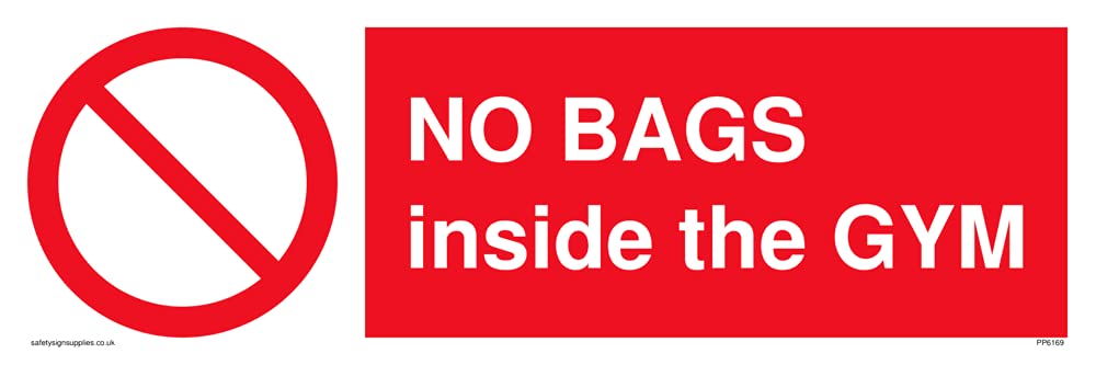 Pack of five - NO BAGS inside the GYM Sign - 300x100mm - L31