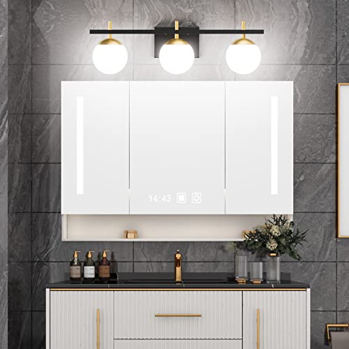 Ralbay Mid Century Modern Bathroom Vanity Lights 3Light Milky Glass