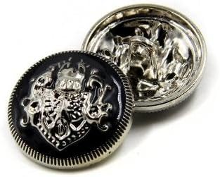 Retro British Lion Crown Metal Shank Buttons for Fashion Shirts Suits Sweaters Coats(Gold/Silver/White/Blue/Red/Pink/Gun black, Pack of 6) (0.98 inches, Silver)