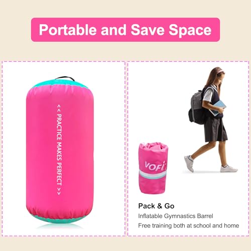 VOFiTNY Gymnastics Tumbling Equipment Air Barrel Inflatable Octagon Tumbler Roller Back-bend Trainer Chearleeding Mat Without Pump