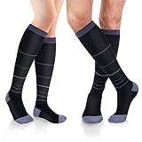 Fytto CozyFit Compression Socks,Performance Designed for Maximum Comfort & Warmth,15-20mmHg,Black-Striped,XLarge