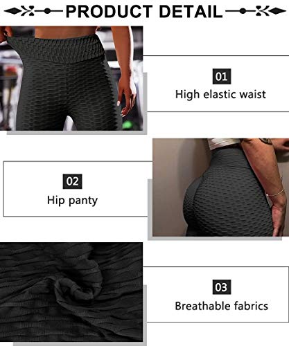 LAOTEPO Butt Lifting Anti Cellulite Sexy Leggings for Women High Waisted Yoga Pants Workout Tummy Control Sport Tights