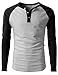 H2H Mens Casual Slim Fit Raglan Baseball 3/4 Sleeve Henley T-Shirt Black US XL/Asia 2XL (CMTTL077)