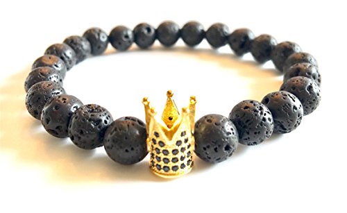 Gold Crown Lava Stone Diffuser Bracelet -meditation, healing, genuine stones,essential oils, self confidence, holistic, aromatherapy