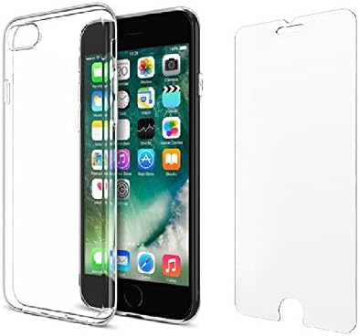 USBelieve Crystal Clear Premium Hybrid Protective Case, TPU Soft Bumper and Hard Back Cover with Hardness Tempered Glass HD Screen Protector for iPhone 7 - 4.7" (Crystal Clear i7)