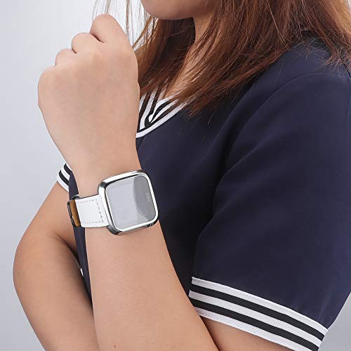 EZCO Compatible Fitbit Versa Screen Protector Case (2-Pack), Soft TPU Plated Case All-Around Protector Screen Cover Bumper Compatible Fitbit Versa Smart Watch, Rose Gold+Silver