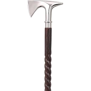 Premium Wooden Walking Cane with Decorative Axe Style Metal Handle, Handcrafted Hardwood Walking Stick for Men & Women, Ergon