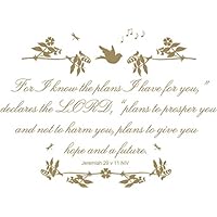 Kate KLC Jeremiah 29 v 11 NIV Christian Bible Verse Quote Vinyl Wall Art Sticker Decal Mural Home Wall Church School Decor for I Know The Plans Made in U.S.A!