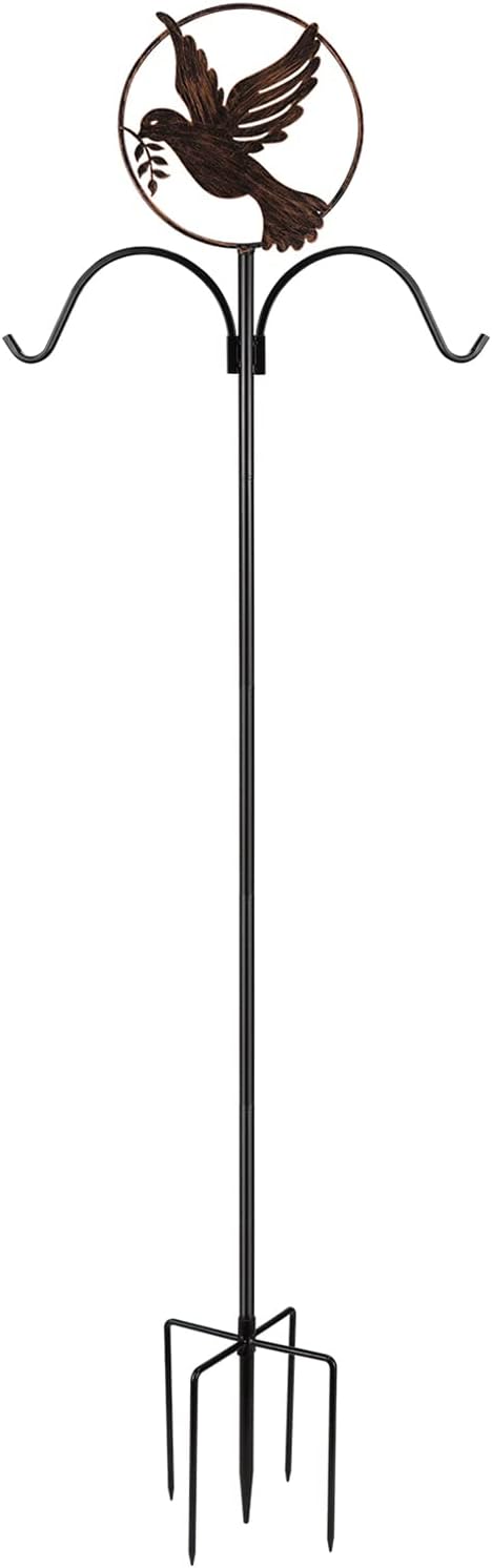 Outdoor Shepherd's Hooks - Shepherds Hook 72 inch 3/4 inch 5 Prongs Metal Base Strong Rust Resistant Adjustable use at Weddings Outdoor Bracket Hangers Lanterns Planting Stand Solar Lights, Hummingbird Feeder Pole