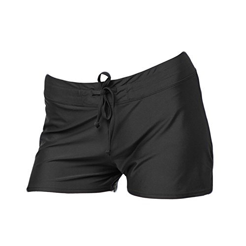 Womens Board Shorts Adjustable Bikini Bottom Inside Swim short Beach Swimwear Trunks Bottoms Black M