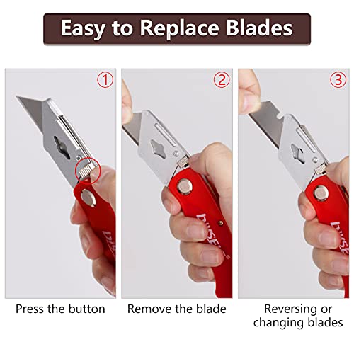 DIYSELF 4 Pack Box Cutters with 10 Blades, Razor Knife with Belt Clip