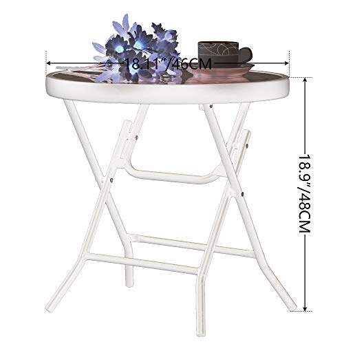 PHIVILLA Beistelltisch rund klappbar aus Glas und Metall Balkontisch Kleiner Balkontisch wetterfest pflegeleicht Balkontisch für Balkon Garten Terrasse Wohnzimmer – Bild 5