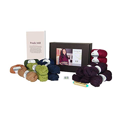 DesignEtte Kit Pondo Mill Shetlands Wolle und Superkid Mohair, Größe/m in Mehrfarbig, Rot, Nr. -S-2818 Strickmuster, Stufe 3 (mittel), S/M