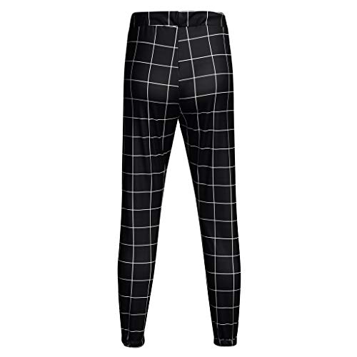 image for Pafei mens pants Men Casual Plaid Pants Stretch Flat-Front Skinny Dres