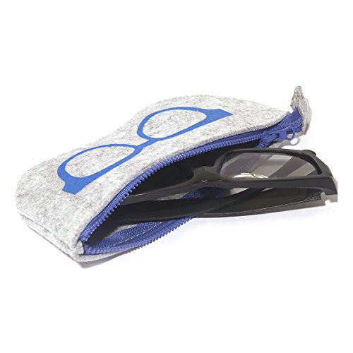 3 Pack Eyeglass Case Pouch, Polersun Portable Soft Felt Sunglasses Case Zipper Ultra Light Glasses Makeup Storage Pouch (Black+Blue+Pink)