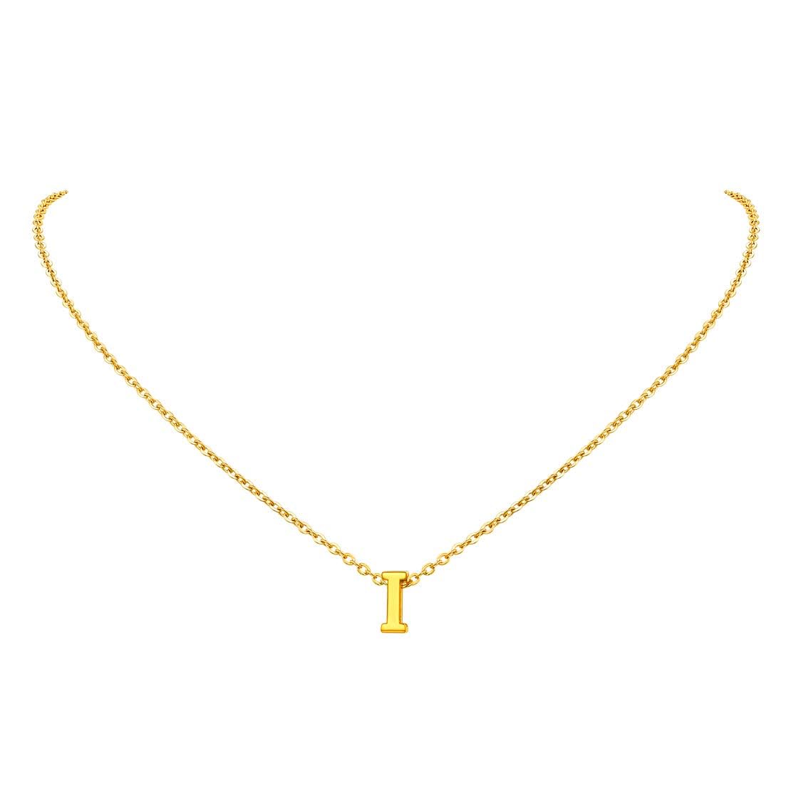 FindChic Initial Necklace for Women Letter I Pendant Alphabet Gold Letter Choker Necklaces with Stainless Steel Chain 16+2 Inch Extender Chains Women Jewellery Gift