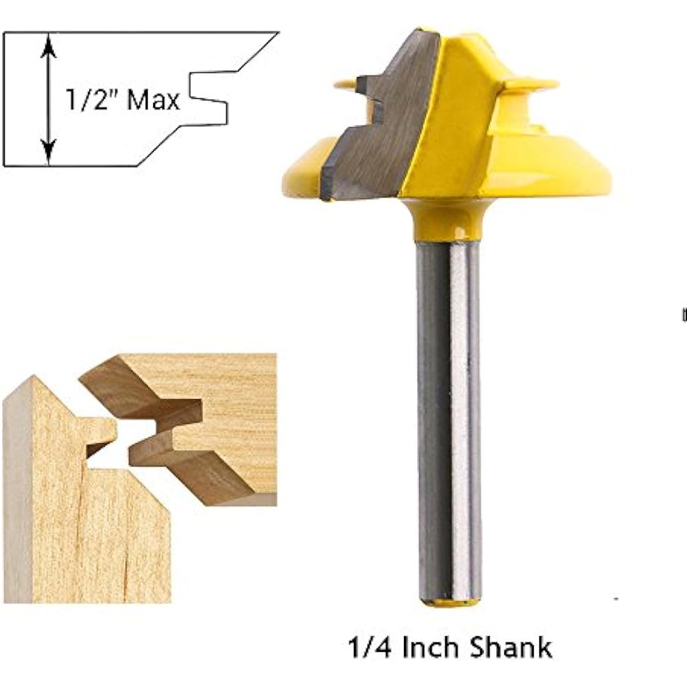 1/4 Inch Shank 45 Degree Lock Miter Router Bit 1/2 Stock Joint Woodworking eBay