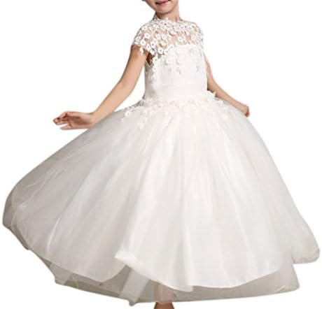 Girls New Front Lace Hollow Big Kids Bridesmaid Party Princess Dress White 110cm