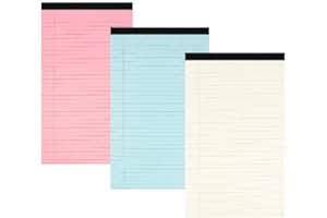 3-Pack 5x8 College Ruled Legal Pads - 50 Sheets/Pad, 80 GSM Thick Paper with 3 Assorted Colors - Premium Writing Notepads for
