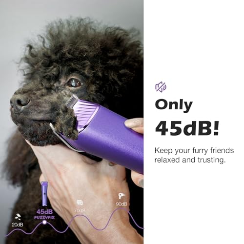 FuzzyFix Dog Grooming Clipper with Replacement Blade, 5-in-1 Adjustable Blade Cordless Pet Grooming Kit 2 Speed Rechargeable Trimmer Hair Shaver with Detachable Metal Combs