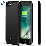 iPhone 8 Plus 7 Plus Battery Case,Fit Lightning Headphones,U-good 4200mAh Ultra Slim Portable Charging Case for iPhone 7/8 Plus(5.5’) Battery Charger Case,100% Extra Battery/Lightning Port Input-Black